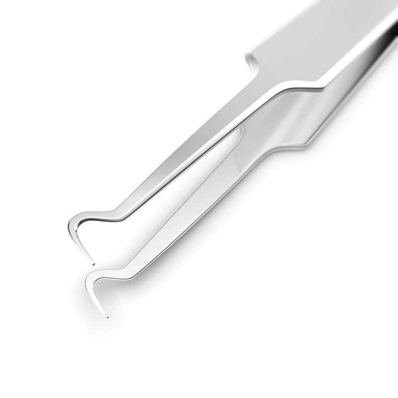 FEITA Blackhead Acne Extraction Tweezers - FEITA Pro & Surgical-Grade Stainless Steel Bend Curved Comedone Extractor Tweezer Tool for Remove Whitehead and Clogged Pores, Pimple - Silver - Image 4